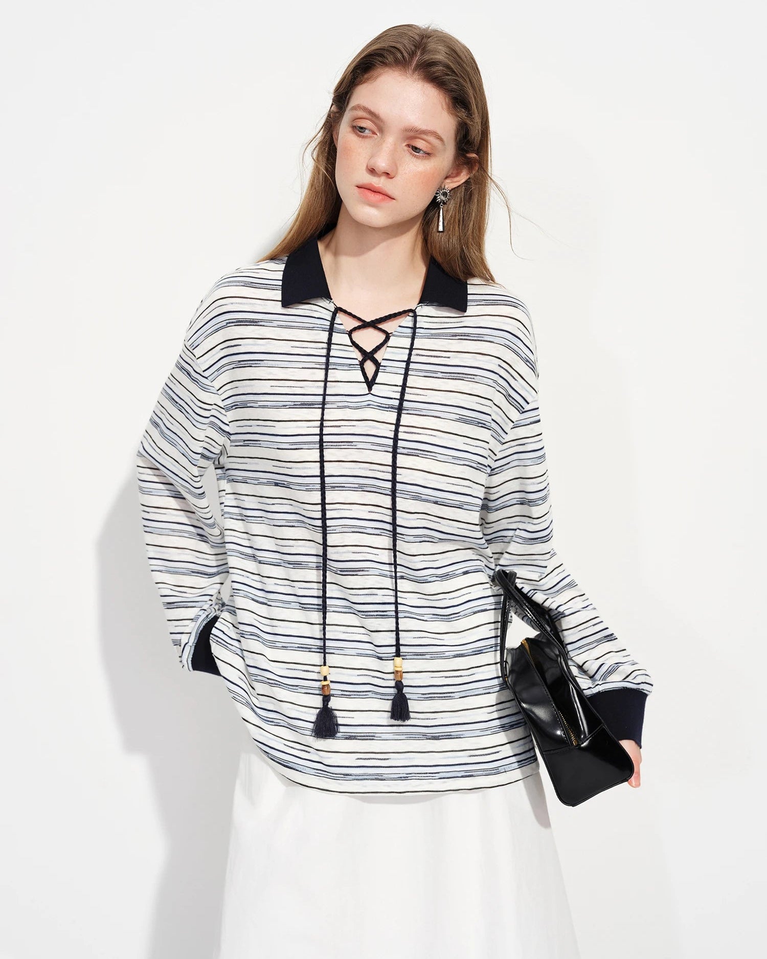 Classic Striped Color-Blocked Polo Shirt