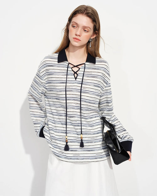 Classic Striped Color-Blocked Polo Shirt