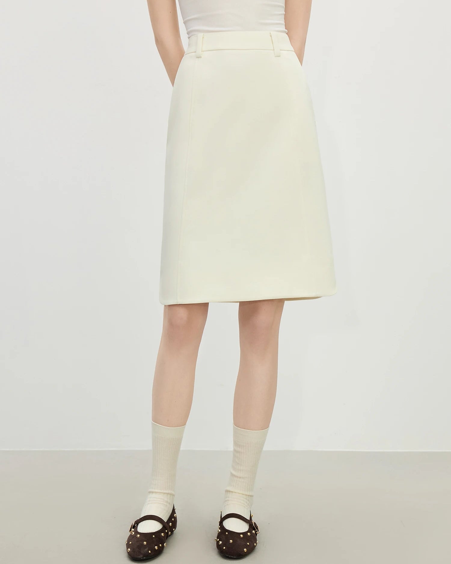 Slim-Fit Straight Knee-Length Skirt