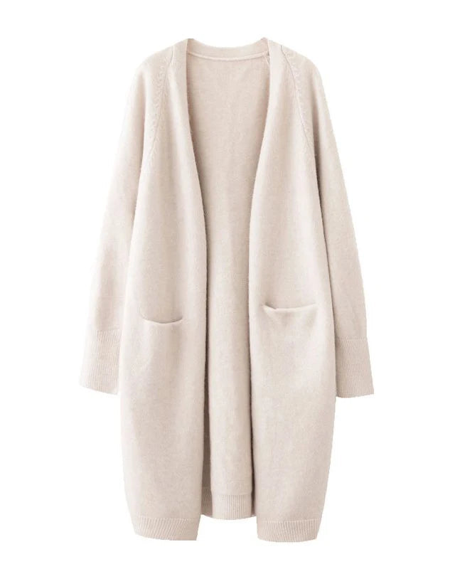 Relaxed Open-Front Knitted Longline Cardigan