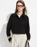 Long-Sleeve Stand-Collar Shirt With Silk Scarf
