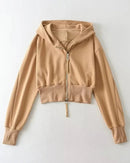 Double-Zip Cropped Hoodie Jacket
