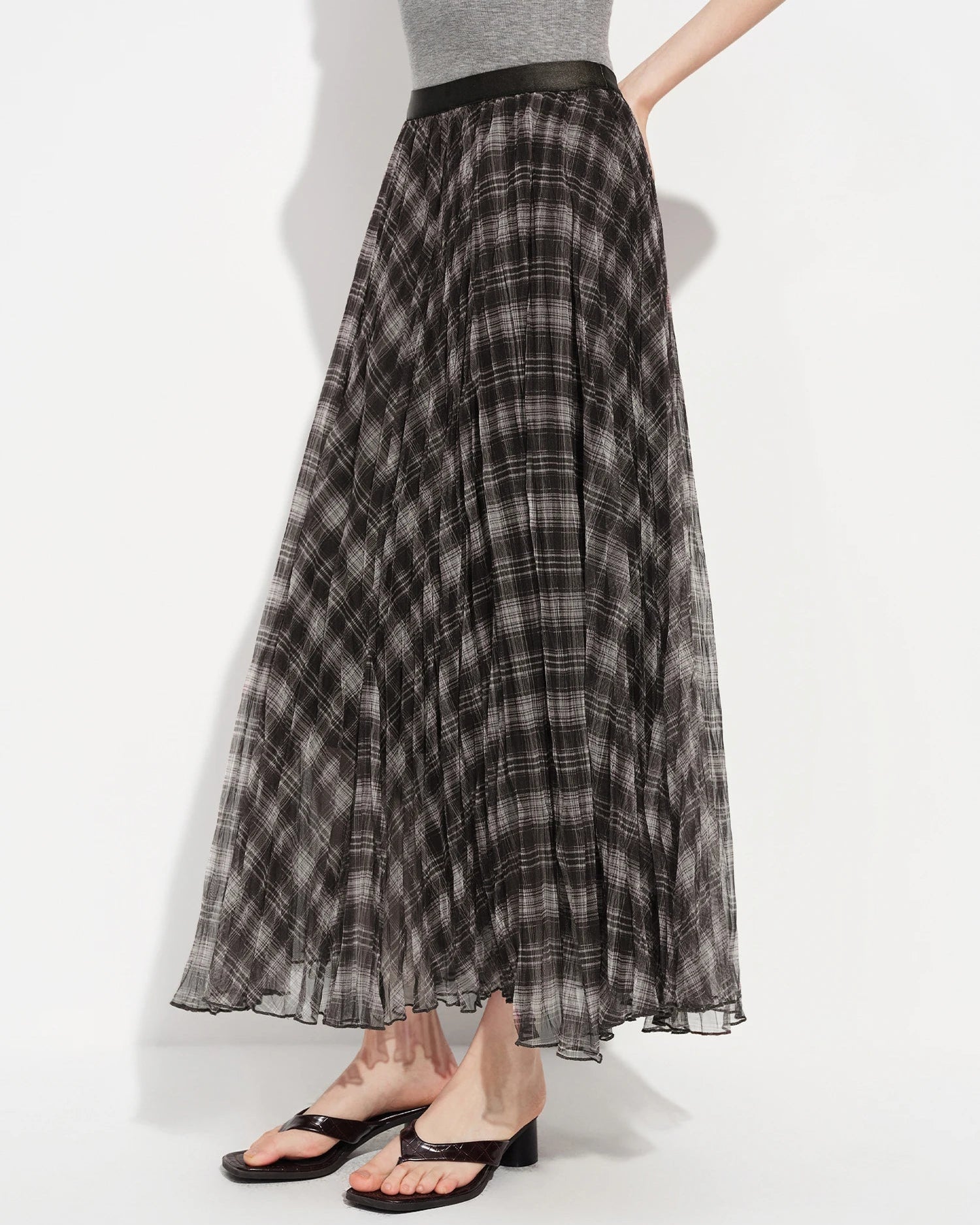 Retro Plaid Mesh A-Line Skirt
