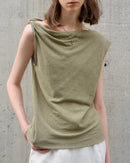 Irregular One-Shoulder Sleeveless T-Shirt