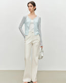 Lace-Trimmed Knit Cardigan