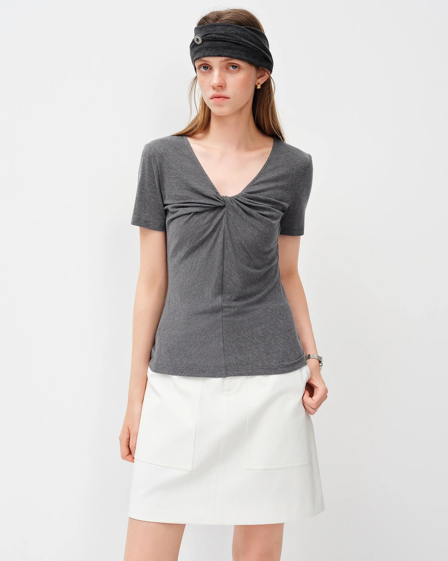 Silk Blend V-Neck Knit Top