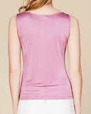 Silk-Viscose Jersey O-Neck Knit Sleeveless Tank Top