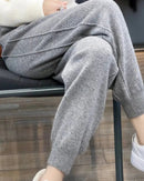 High Waist Drawstring Wool Knitted Pants