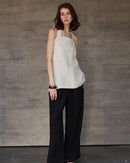 Sleeveless Linen Backless Halter Top