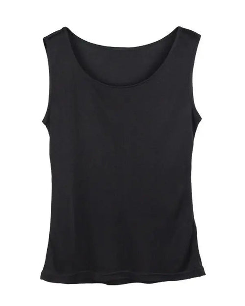 Silk-Viscose Jersey O-Neck Knit Sleeveless Tank Top