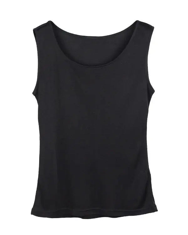 Silk-Viscose Jersey O-Neck Knit Sleeveless Tank Top