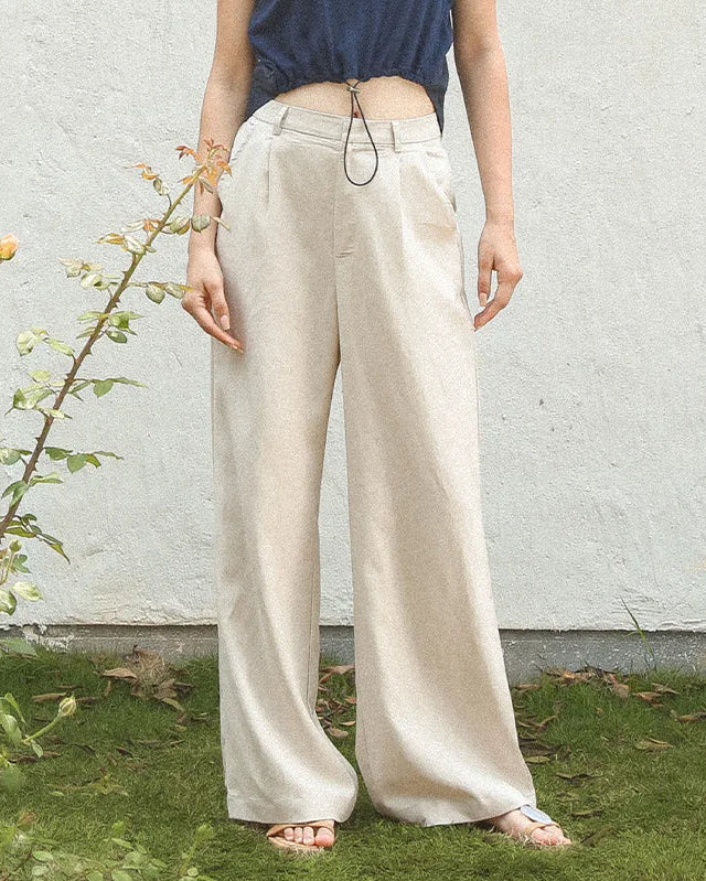 High-Waisted Wide-Leg Straight Pants