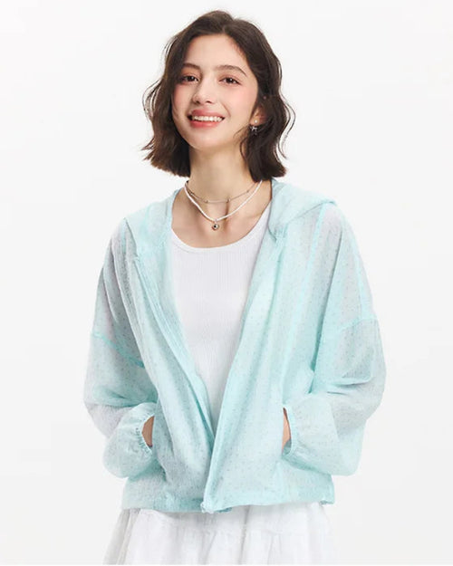 Floral Texture Oversized Hooded Sun Jacket