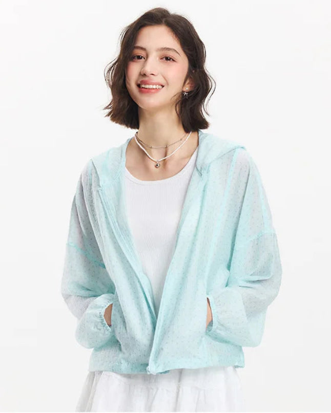Floral Texture Oversized Hooded Sun Jacket
