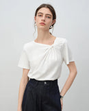Asymmetrical Knotted Short-Sleeved T-Shirt