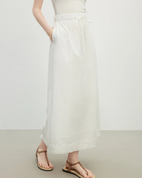 Loose-Fit Solid-Color A-Line Knit Skirt