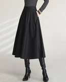 Casual High-Waisted Belted Pocket A-Line Slit Skirt