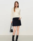 Openwork V-Neck Wool Knit Sweater