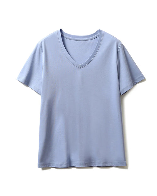 Silk-Cotton-Modal V-Neck Short Sleeve Tee