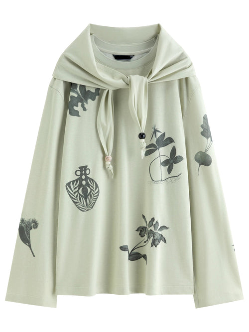 Linen Blend Loose Long-Sleeved T-Shirt