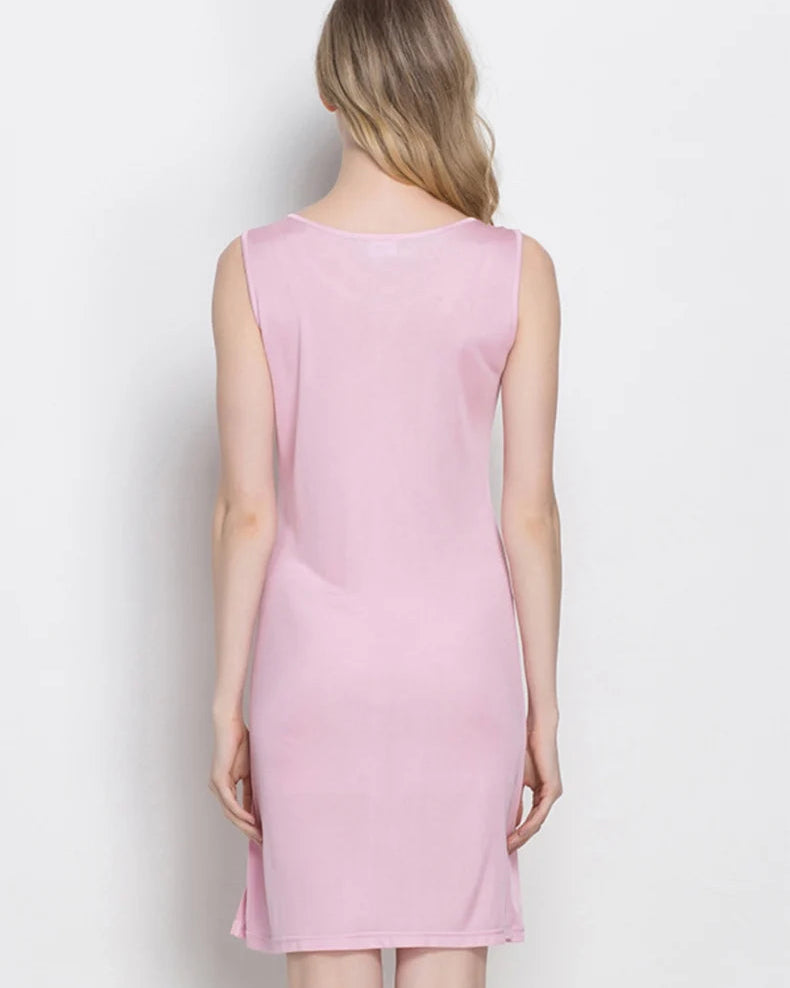 Knitted Silk Blend Sleeveless Slip Dress