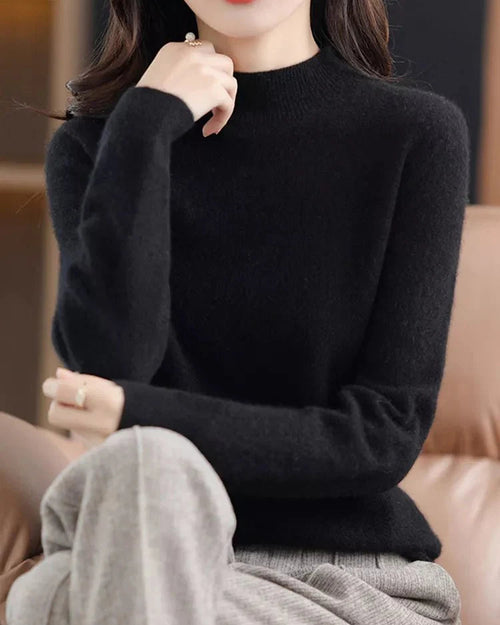 Basic Style Round Neck Wool Jumper