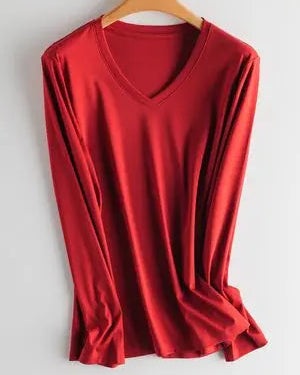 Soft Knit V-Neck Long Sleeve Top