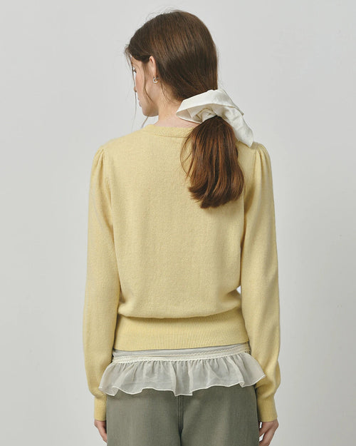 Beaded Floral Knit Pullover Sweater