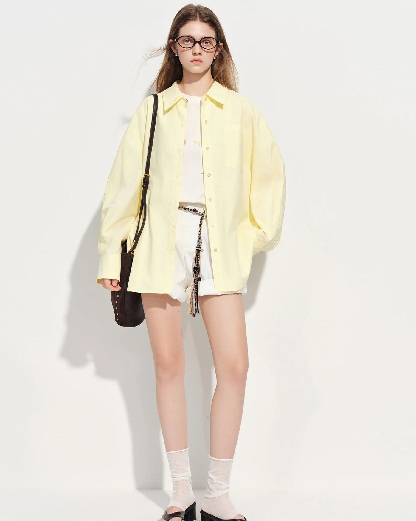 Loose-Fit Cotton Stand-Collar Shirt