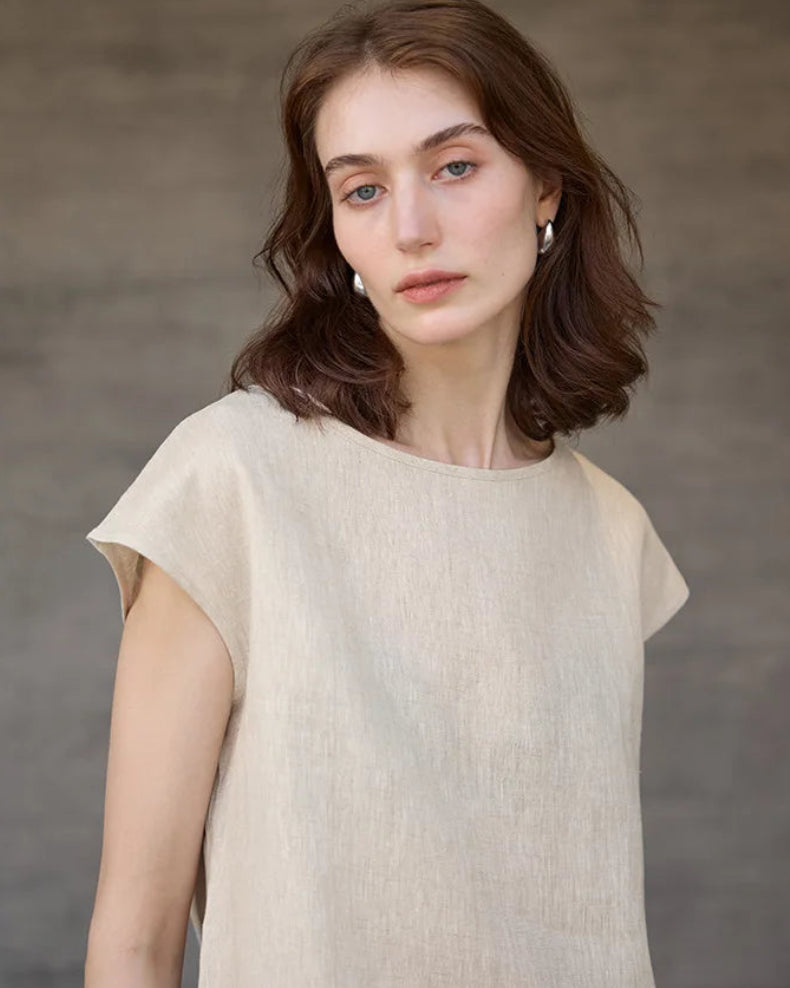 Linen Short Sleeve O-Neck Shirts
