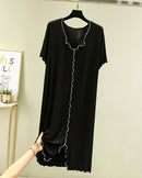 Modal V-Neck Short-Sleeve Mid-Calf Sleep Dress