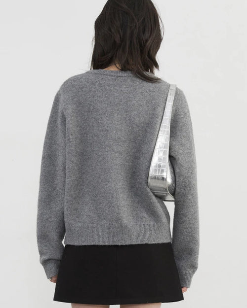 Relaxed Knit Cardigan With Round Neck