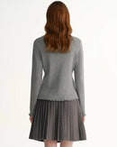 V-Neck Single-Breasted Ribbed Knit Cardigan