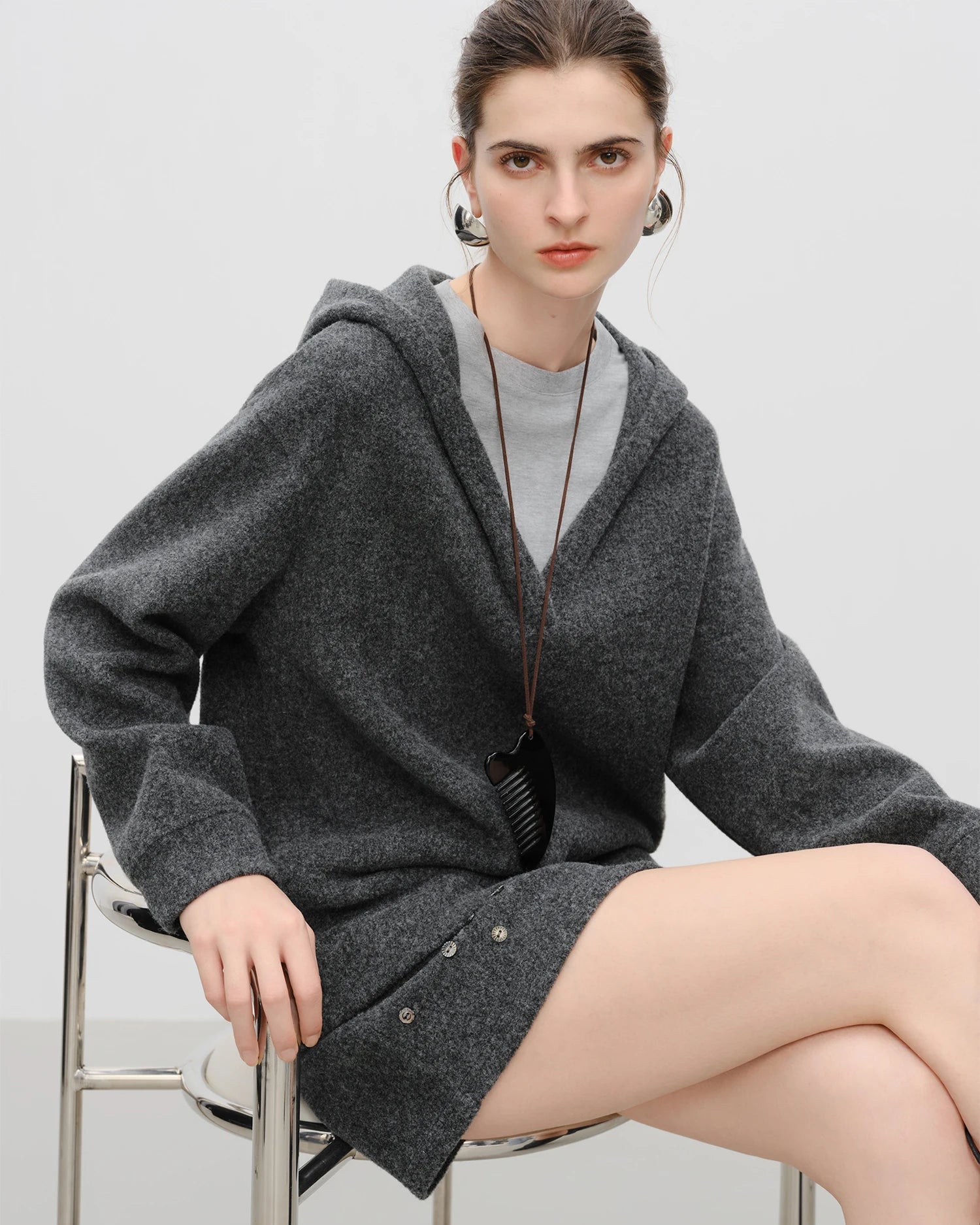 Faux Two-Piece Hooded Set