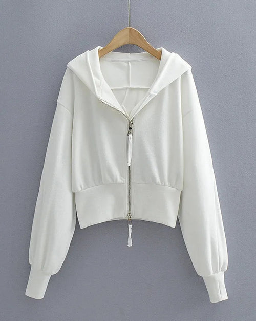Double-Zip Cropped Hoodie Jacket