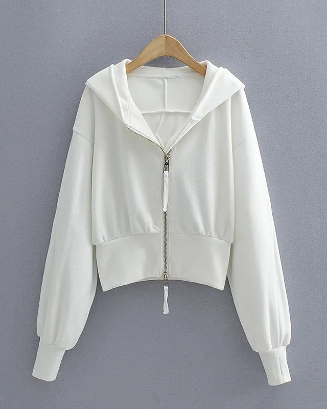 Double-Zip Cropped Hoodie Jacket