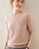 100% Cashmere Short Sleeve Pullover Sweatshirt