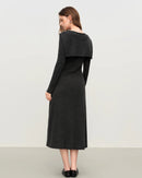 Scarf Collar A-Line Knit Dress