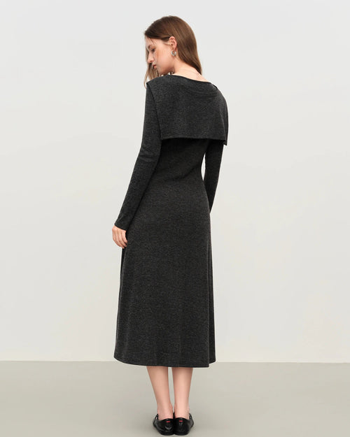 Scarf Collar A-Line Knit Dress