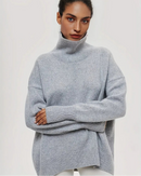 Oversized Solid Turtleneck Sweater