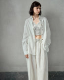 Linen V-Neck Spaghetti Strap Cropped Vest