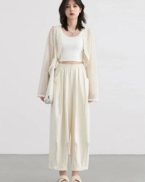 Pleated High-Waist Wide Leg Trousers