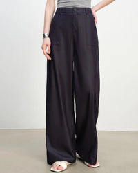 Mid-Rise Straight-Leg Wide-Leg Pants