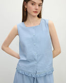 Square-Neck Knitted Sleeveless Vest