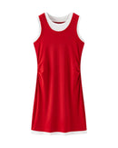 Ribbed Embroidery Faux-Layer Slim Dress