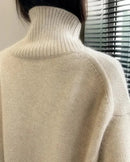 Loose High Neck Wool Pullover Sweater