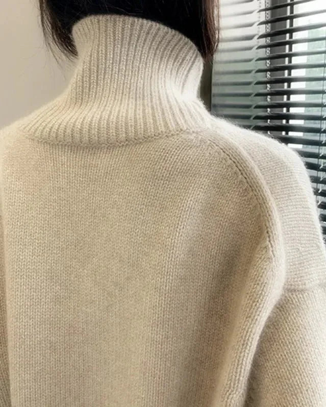 Loose High Neck Wool Pullover Sweater