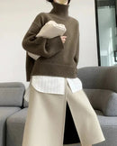 Loose High Neck Wool Pullover Sweater