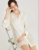 Mulberry Silk Turn-Down Collar Long Sleeve Shirt