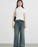 Slim Half-Neck Stretch Knit Women's Top